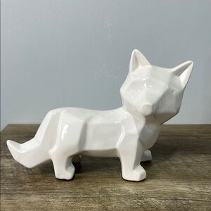 White Ceramic Fox Geometric Decorative Figure